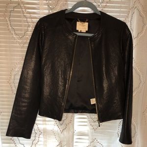 Kate Spade collarless leather jacket